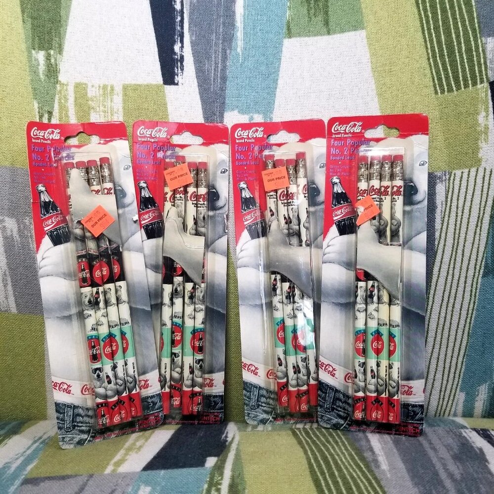 Vintage Coca Cola No 2 Pencils 4 Packs Polar Bear Soda Advertising 16 Pencils
